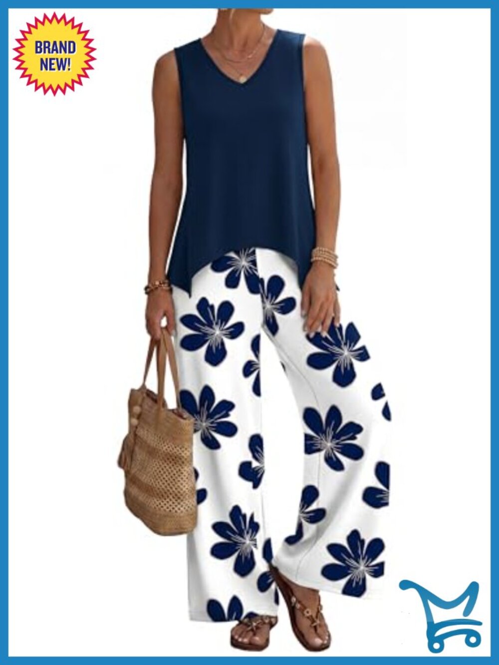 Two Piece Lounge Set Sleeveless Tank Wide Leg Pants Set
